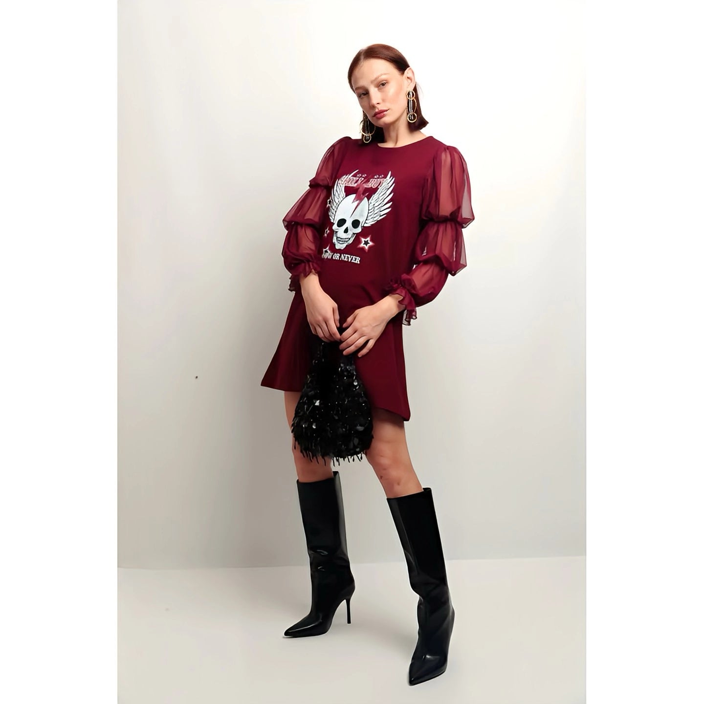 Elegant Ruffled Skull Robe - Gothic Fashion for Women | Perfect for Halloween, Cosplay, and Themed Parties