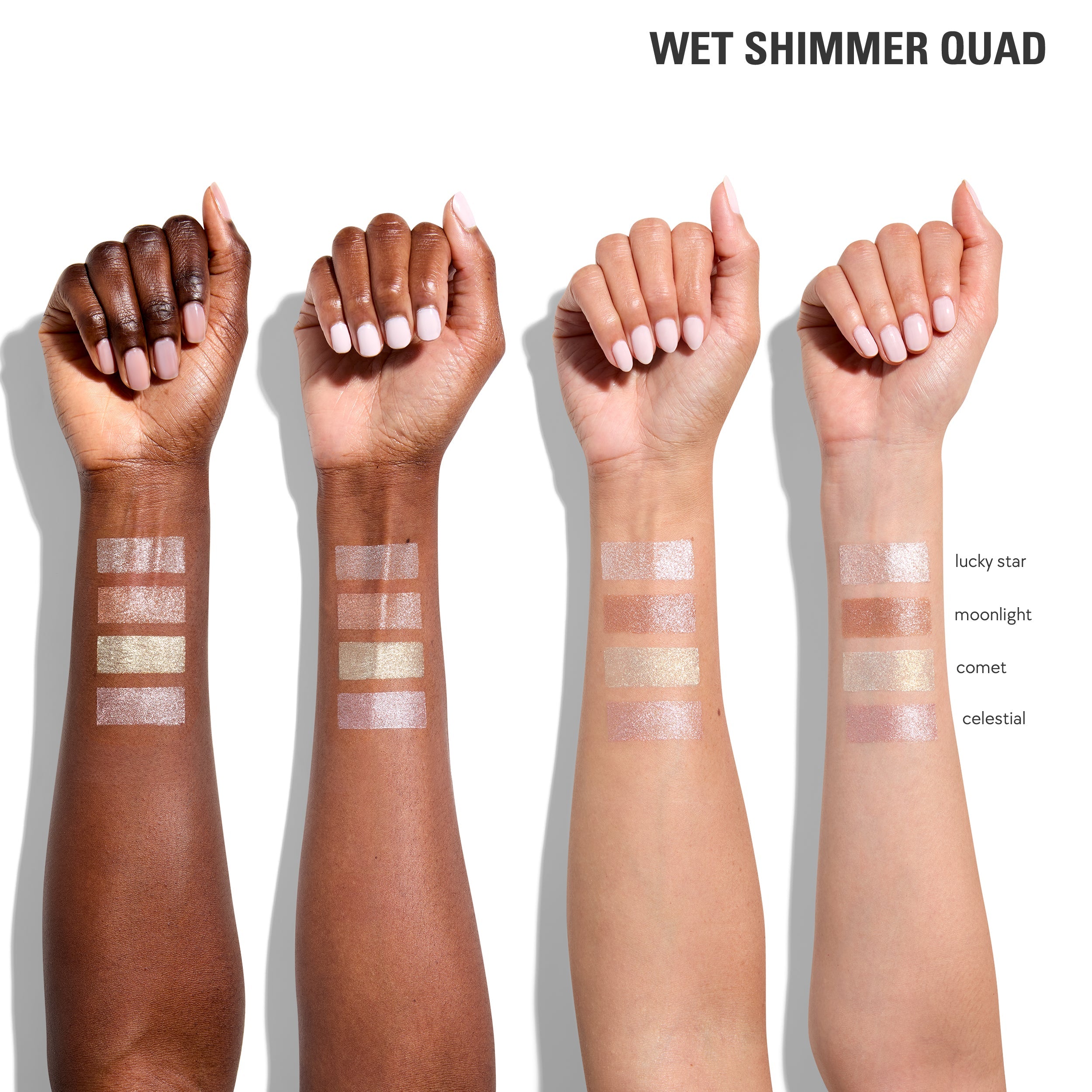 Wet Shimmer Quad Eyeshadow Palette - Long-Lasting Pigmented Makeup for Party & Night Out - Perfect for Glamorous Evening Looks & Special Occasions