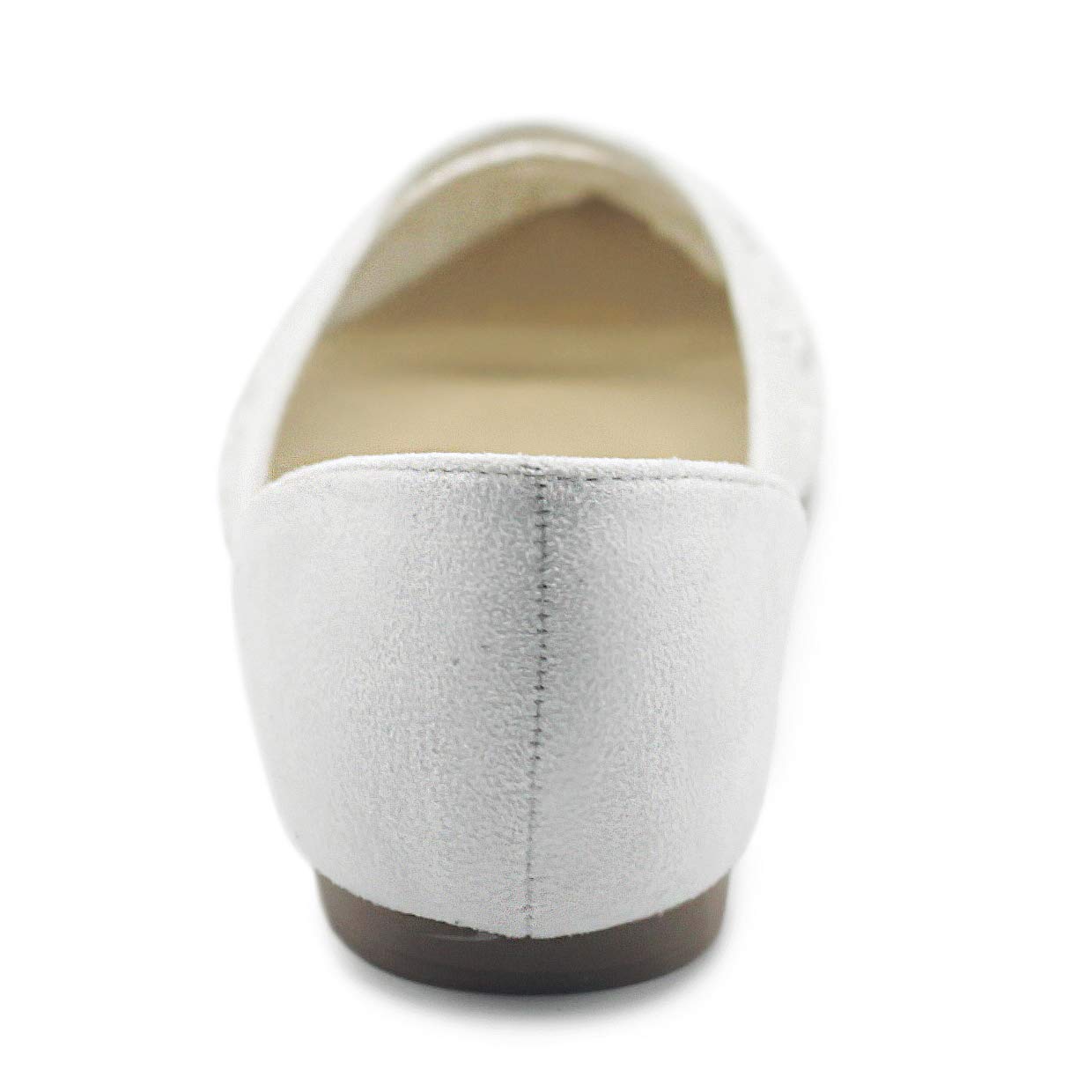 Ollio Women's Ballet Flats - Faux Suede Floral Lace Pointed Toe Shoes | Breathable Mesh Design for Comfort | Perfect for Work, Weddings & Casual Outfits