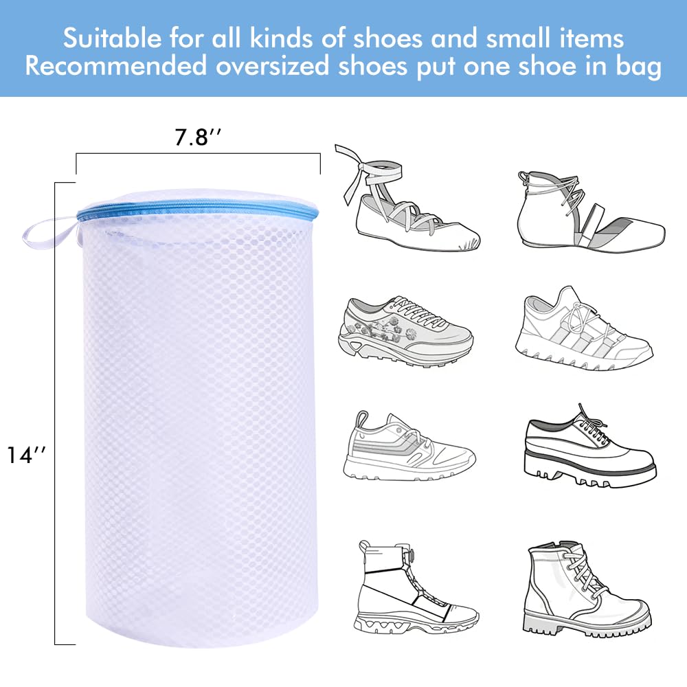 2 Pack Honeycomb Mesh Shoe Wash Bags with Zipper - Laundry Machine Bags for Sneakers, Running Shoes, Socks, Bras & Delicates - Perfect for Gym, Travel & Home Use