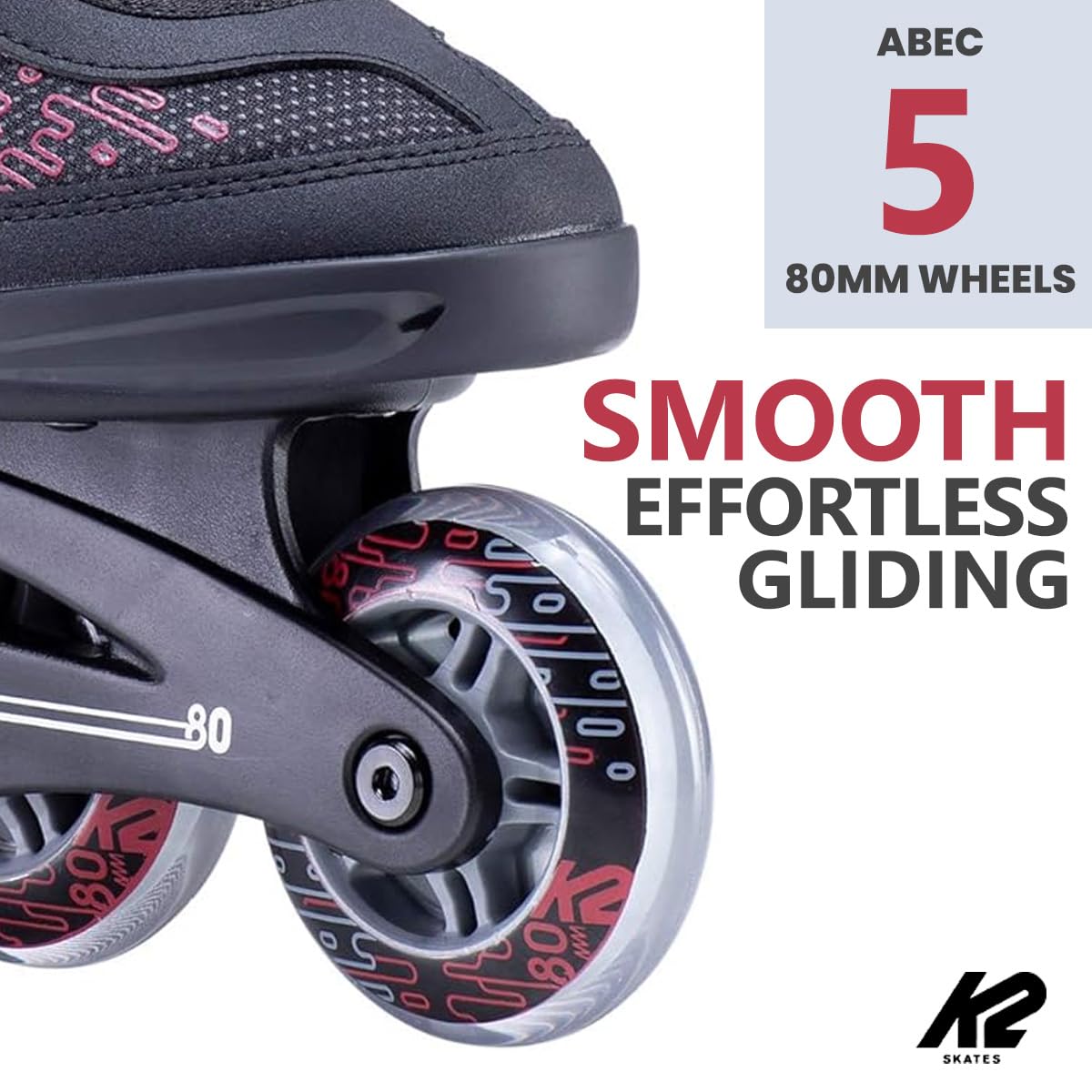 K2 Kinetic 80 Women's Inline Skates - Breathable Comfortable Soft Boot Roller Skates for Adult Women | Perfect for Outdoor Fitness, Recreation & Rollerblading
