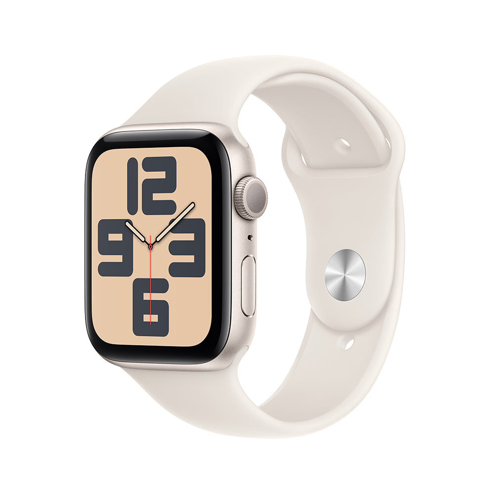 Apple Watch SE GPS 44mm - Starlight Aluminum Case with White Sport Band S/M - Perfect for Fitness Tracking & Everyday Wear