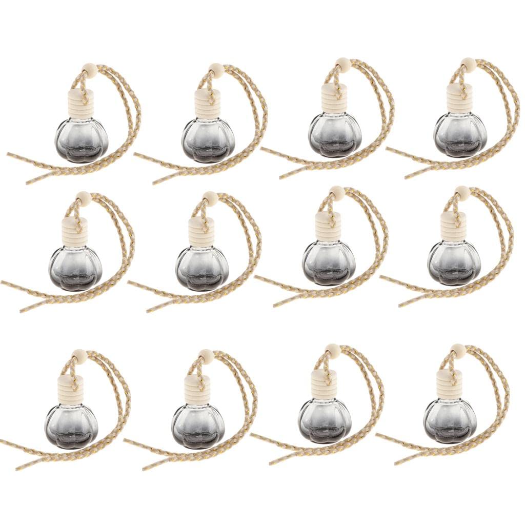 12Pcs Mini Perfume Pendant Car Accessories - Portable Essential Oil Diffuser Necklace & Pumpkin-Shaped Car Air Freshener for Home, Office & Travel