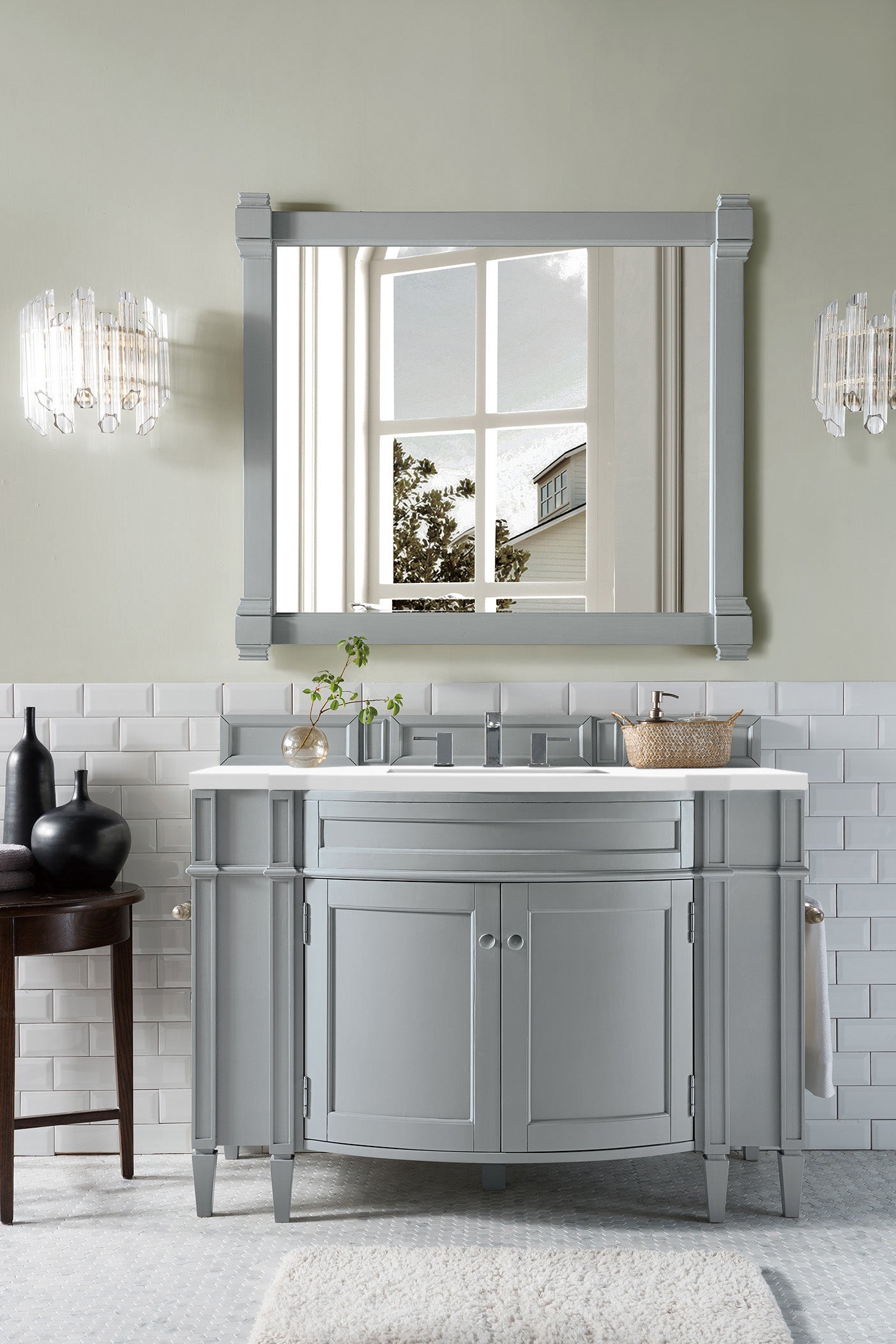 Brittany 46 Inch Single Bathroom Vanity Set with White Zeus Quartz Top in Urban Gray - Perfect for Modern Home Bathroom Renovation