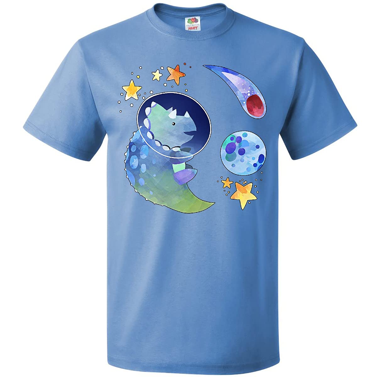 Inktastic Triceratops in Space with Planets and Stars Graphic T-Shirt - Dinosaur Lover Tee for Kids & Adults - Perfect for Science Fiction Fans, Space Enthusiasts & Dinosaur Theme Parties