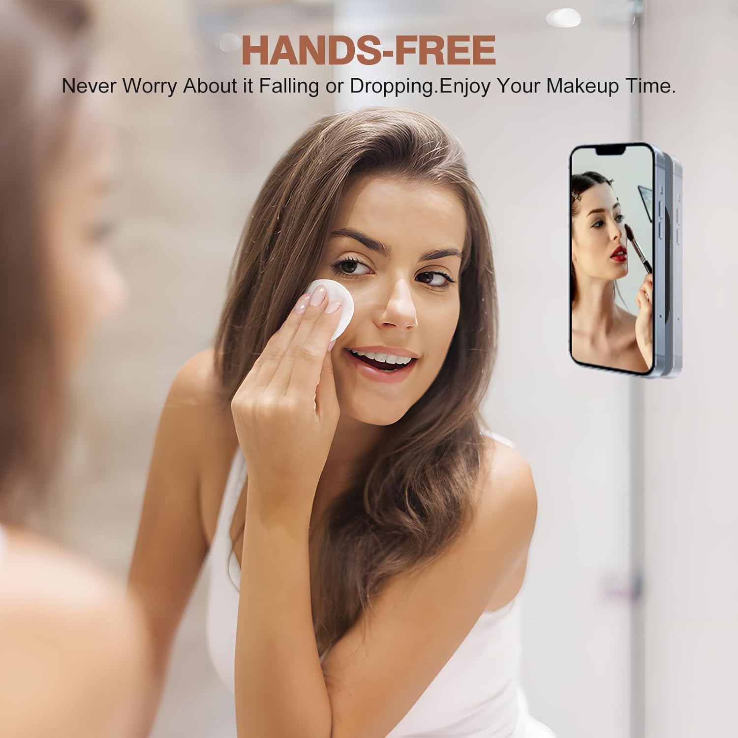 Magnetic Suction Phone Mount for MagSafe Case, Silicone Sticky Grip Holder for iPhone 16/15/14/13/12, Removable Hands-Free Selfie/Video for TikTok Influencers, Women Gift, Black - Perfect for Car, Desk, and Home Use