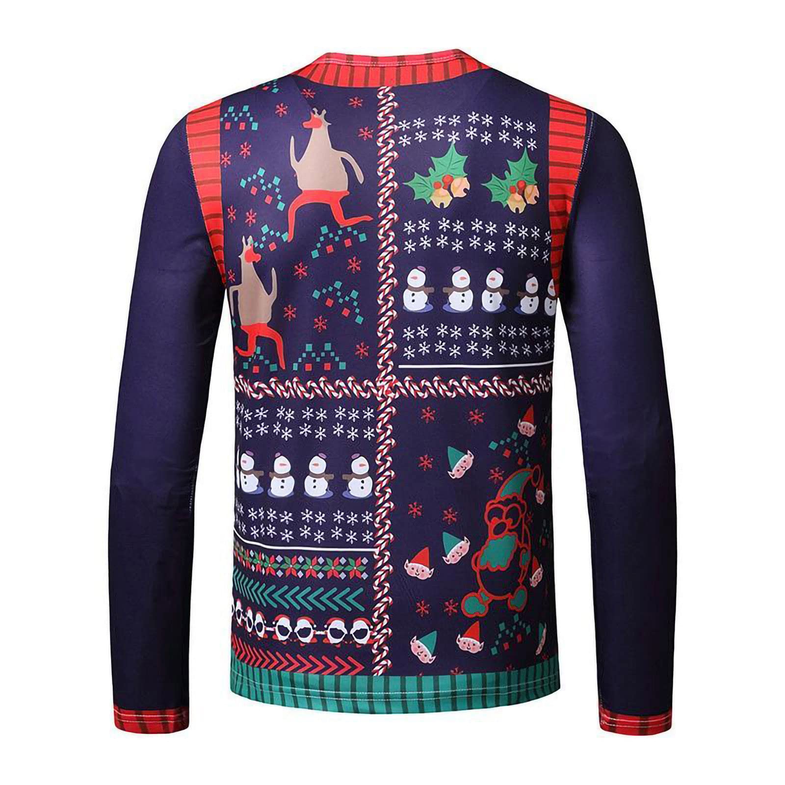 Funny Santa Reindeer Snowman Christmas Sweatshirt for Men - Ugly Xmas Graphic Pullover Sweater with Snowflakes Design - Perfect for Holiday Parties, Family Gatherings & Festive Outfits