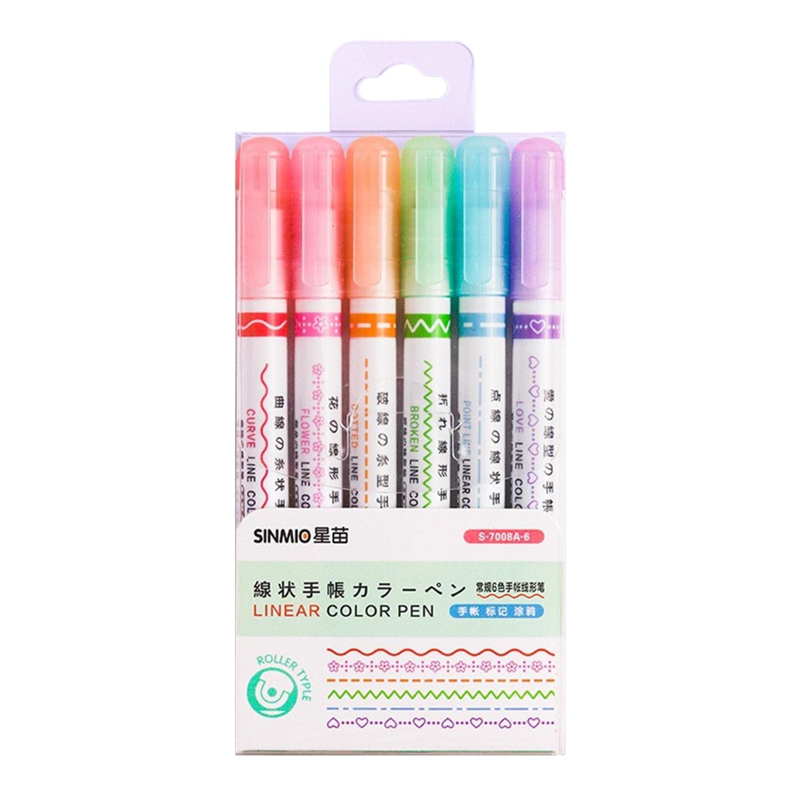 xiaoguozi 6-Color Curved Highlighter Pen Set - Assorted Bright Markers for Note Taking, Journaling, Scrapbooking & Planner Organization | Perfect for Students, Office Work & Creative Projects