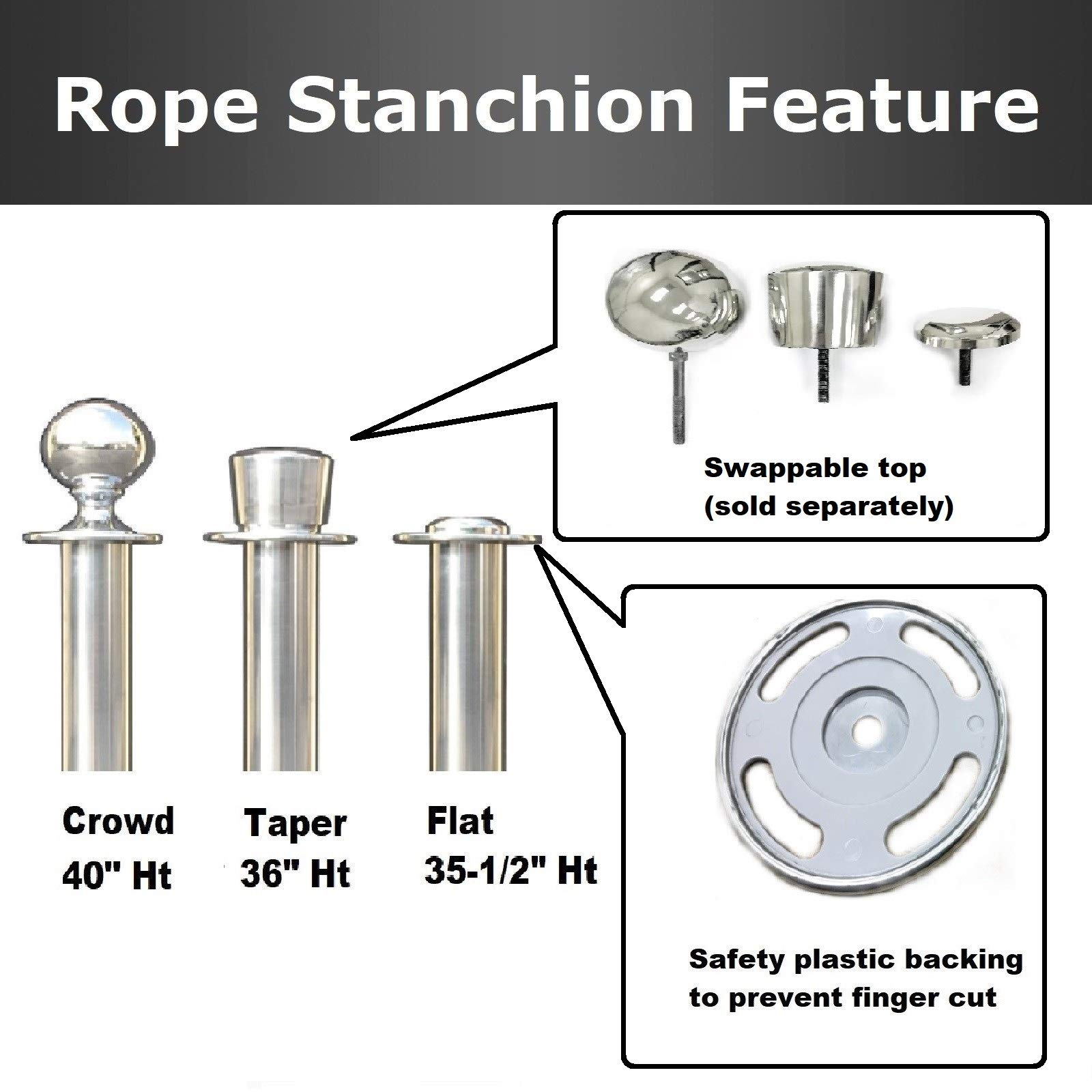 3-Piece Mirror Crown Top Rope Stanchion Set - 96