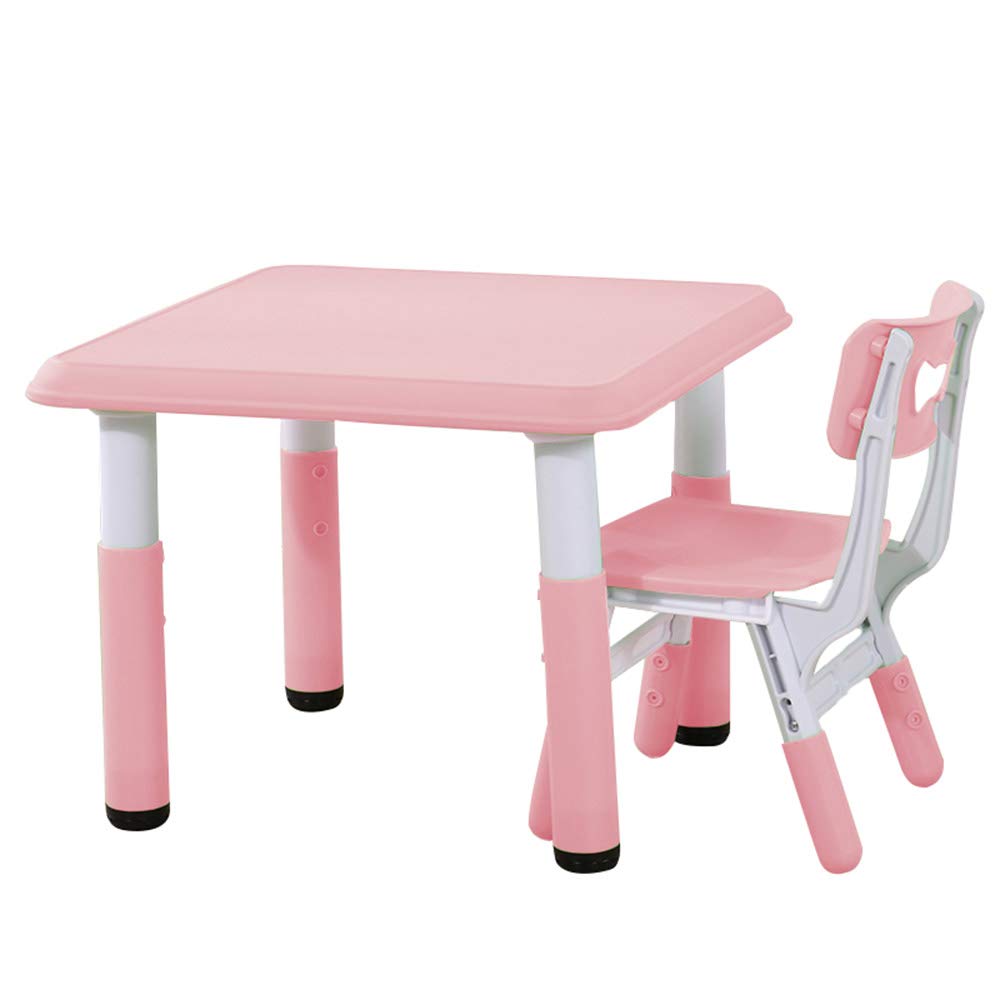 GYiYi Adjustable Height Kids Table and Chairs Set - 1 Table & 2 Chairs for Dining, Study & Play - Perfect for Toddler Learning, Preschool Activities & Family Game Time