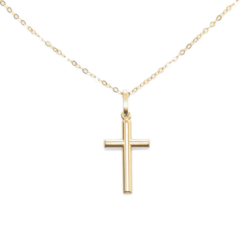 18K Gold Cross Pendant Necklace for Women - Elegant Religious Jewelry Gift for Baptism, First Communion & Everyday Wear