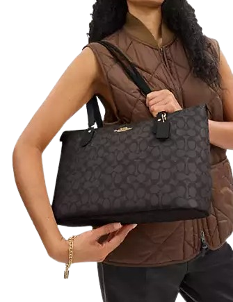 Coach Signature Canvas Gallery Tote Bag - Stylish Women's Handbag for Work, Travel & Everyday Use