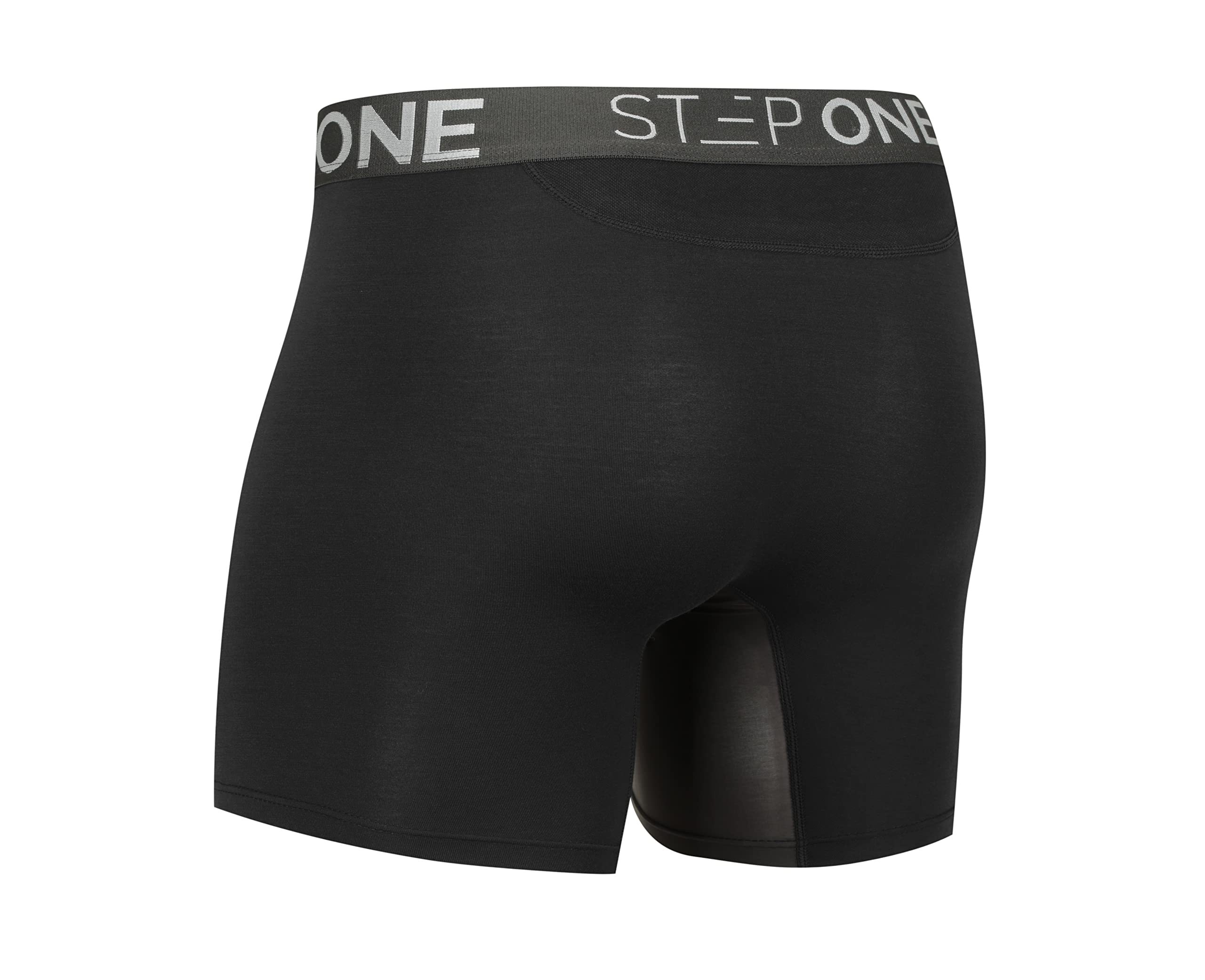 STEP ONE Men's Underwear Boxer Briefs 5-Pack - Moisture-Wicking, 3D Pouch Support, No Ride Up - Black - Perfect for Workout, Sports & Everyday Comfort