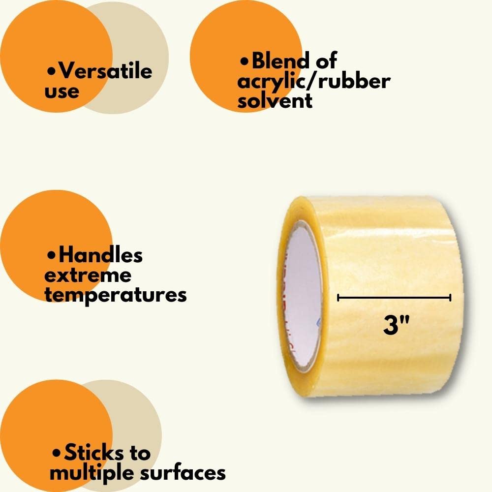 PSBM 3 Inch x 1000 Yards Clear Acrylic Packing Tape - 8 Rolls of 2 Mil Shipping Tape for Sealing Boxes | Heavy Duty Packaging, Moving & Storage Supplies for Home, Office & Warehouse Use