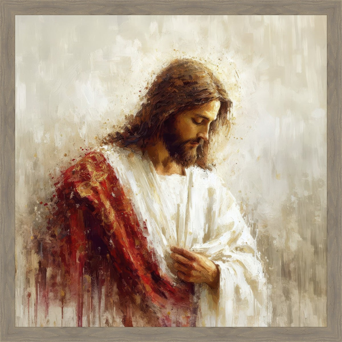 Large Jesus Christ in Red Robes Wall Art - Religious Home Decor for Living Room, Church & Prayer Space