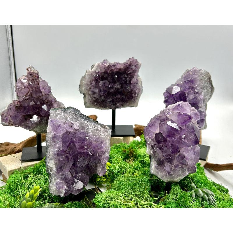 Natural Amethyst Crystal Clusters on Pins - Healing, Spiritual Growth & Energy Cleansing | Premium Brazilian Gemstones | Perfect for Meditation, Chakra Balancing & Home Decor