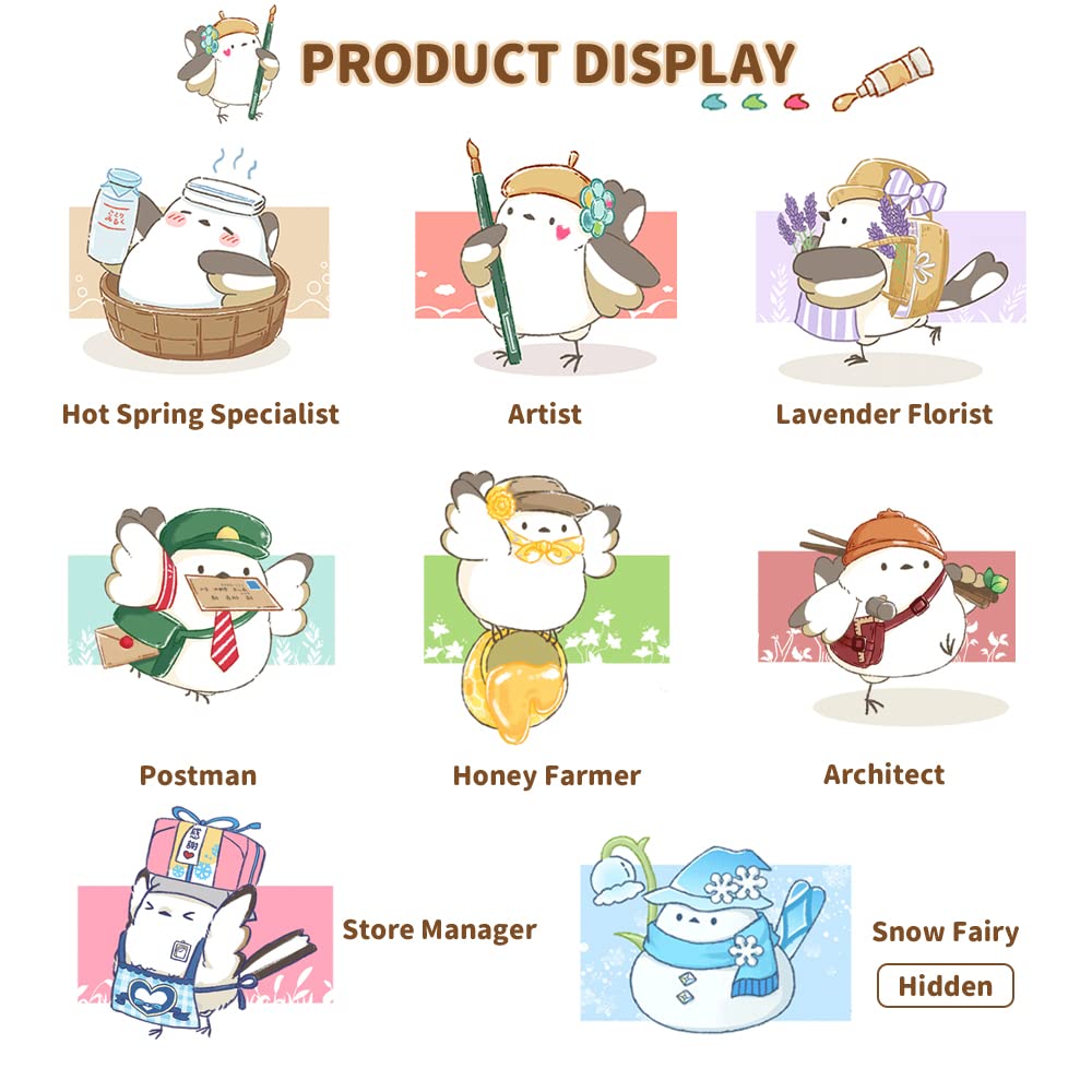 BEEMAI Shimaenaga Sayuri Series 8PCs Cute Anime Figure Collection - Random Character Set for Display, Birthday Gifts & Kawaii Home Decor