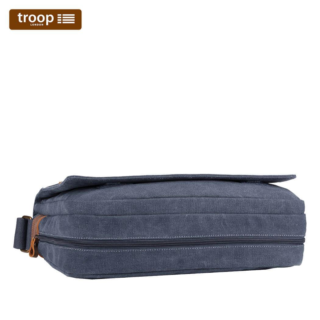 TRP0240 Troop London Classic Canvas Laptop Messenger Bag 16.5 Inch - Stylish Work & College Commuter Bag for Men & Women