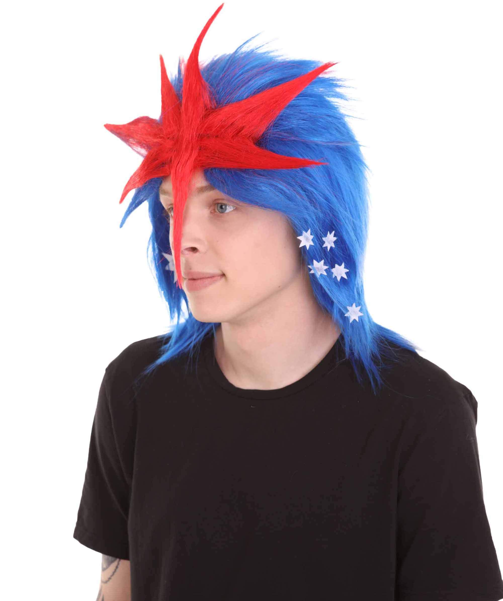 Halloween Party Mullet Wig for Sports Fans - USA, UK, Canada & More | Perfect for Costume Parties, Cosplay & Themed Events