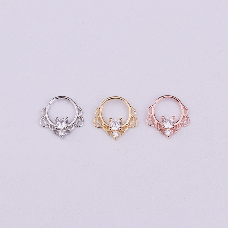 20G 18K Gold Dainty Indian Nose Ring, Elegant Gold Septum Ring for Women - Perfect Nose Jewelry for Parties, Weddings & Festive Occasions | HSER8536