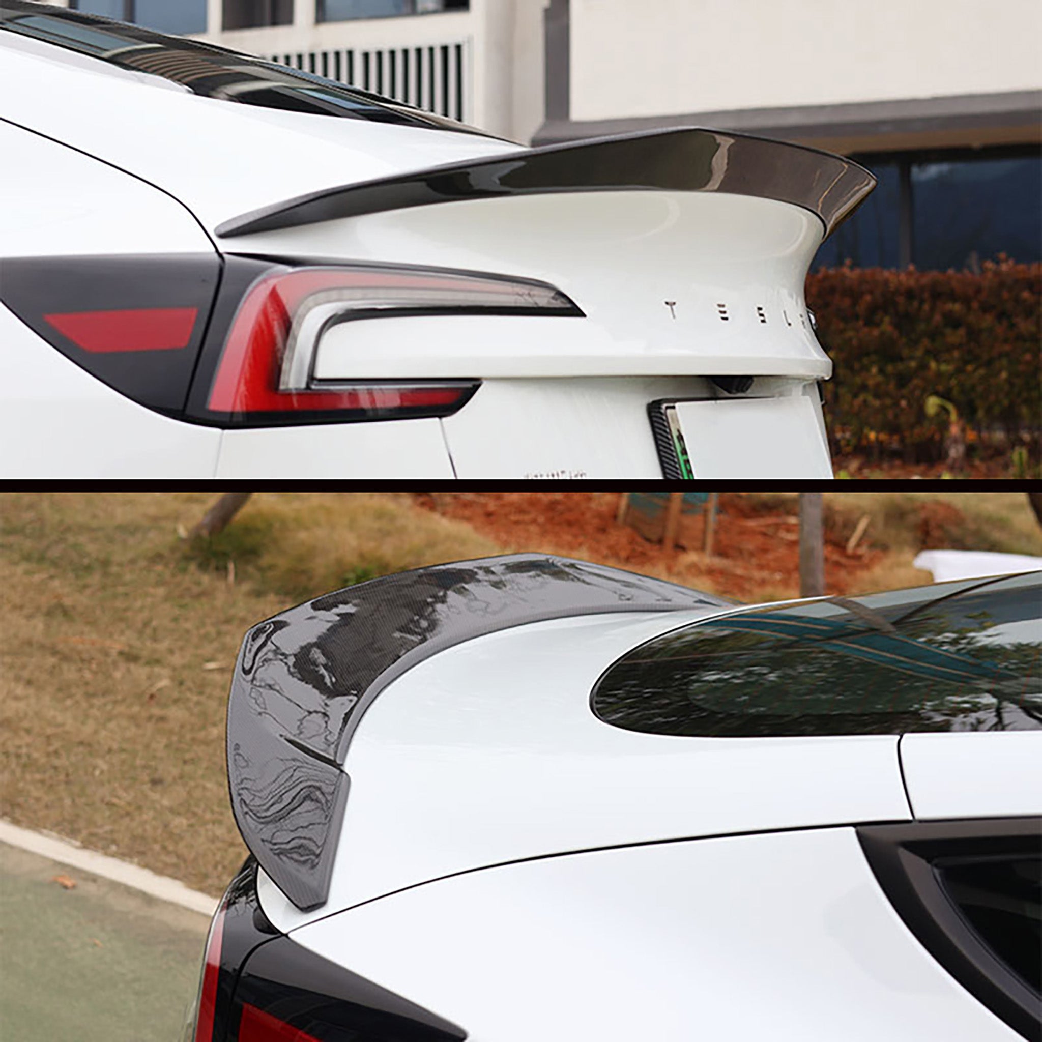 Premium Real Carbon Fiber V-Style Rear Spoiler for Tesla Model 3 Highland (2024+) - High-Gloss Finish, Lightweight & Durable - Enhances Aerodynamics & Sporty Look for Street Racing & Car Shows