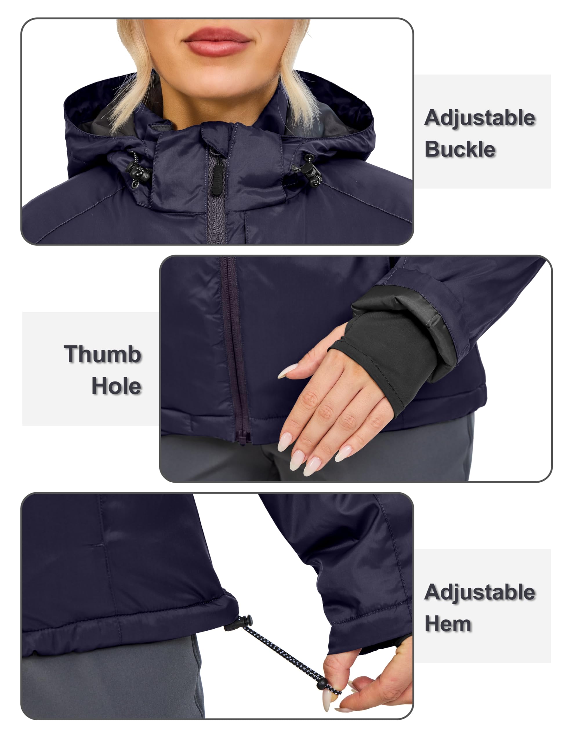 Little Donkey Andy Women's Thermal Reflective Winter Jacket with Hood - Waterproof Windbreaker for Skiing & Snow Activities - Perfect for Outdoor Adventures & Cold Weather Protection