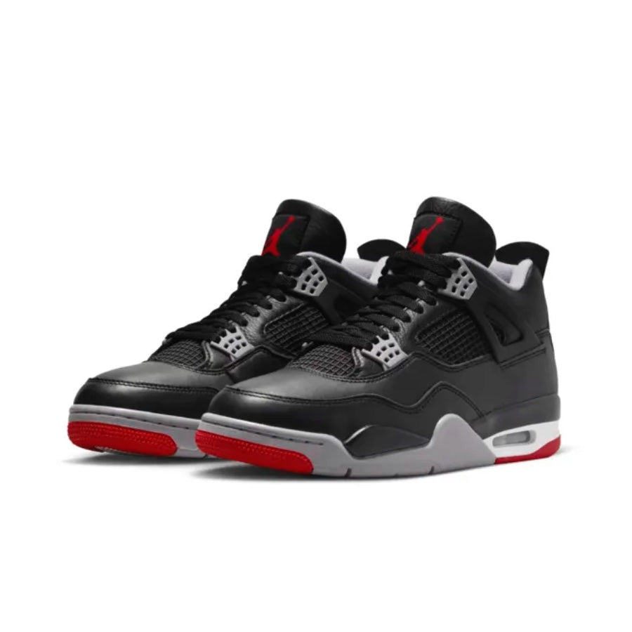 Air Jordan 4 Retro Bred Reimagined Sneakers - Black Cement Grey & Varsity Red Basketball Shoes for Men | Perfect for Streetwear Fashion & Basketball Games