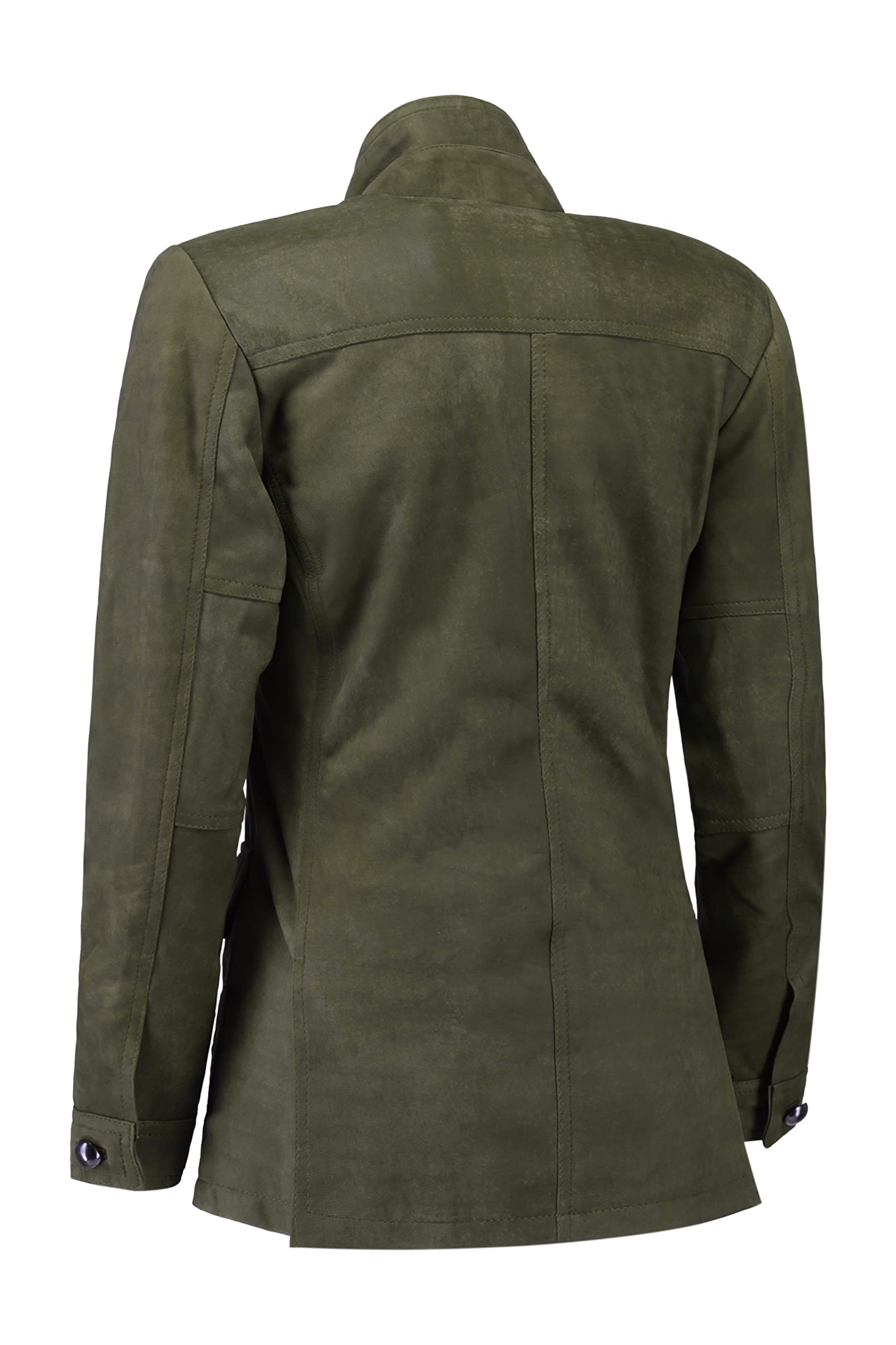 Vintage Women's Leather Blazer Jacket - 5-Button Suede Look with Four Pockets & Double Back Slit | Elegant Cuff Sleeves for Office Wear, Date Night & Formal Occasions