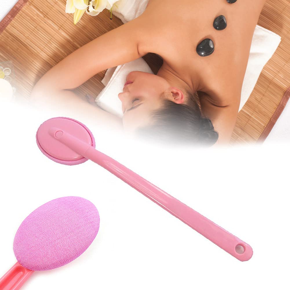 WMLBK Detachable Shower Back Scrubber with Long Handle - Exfoliating Bath Brush & Lotion Applicator for Deep Cleaning (Pink) - Perfect for Hard-to-Reach Areas & Spa-Like Shower Experience