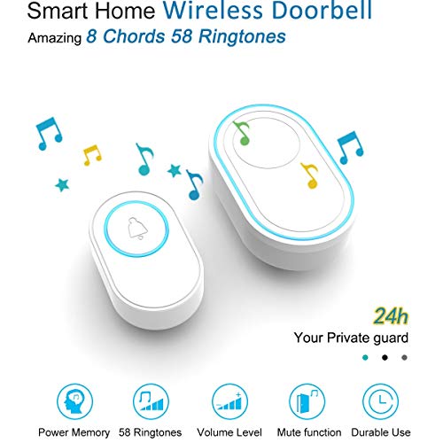 Smart WiFi Wireless Doorbell Alarm System with 58 Chime Sounds, 433MHz Detectors & Strobe Siren - Perfect for Home Security, Apartment Entry Alerts & Business Notifications