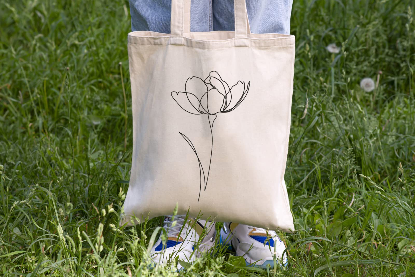 Stylish Floral Canvas Tote Bag for Women - Eco-Friendly Reusable Grocery Shopping Bag with Cute Cat Design - Perfect for Teachers, Work, Beach & Everyday Use