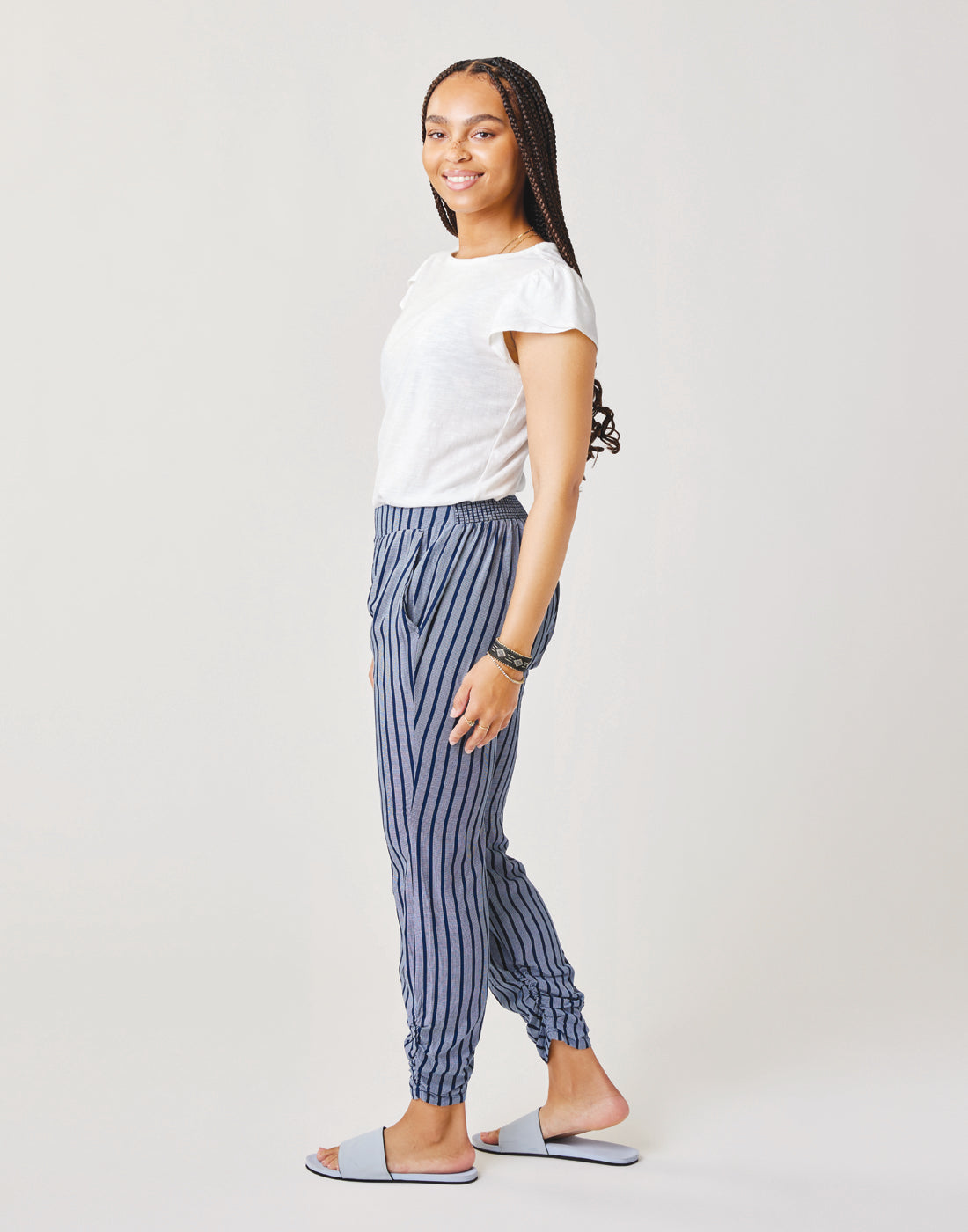 Avery Beach Pant - Navy Stripe Comfortable Casual Pants for Women | Perfect for Summer Vacations, Beach Outings and Relaxing at Home