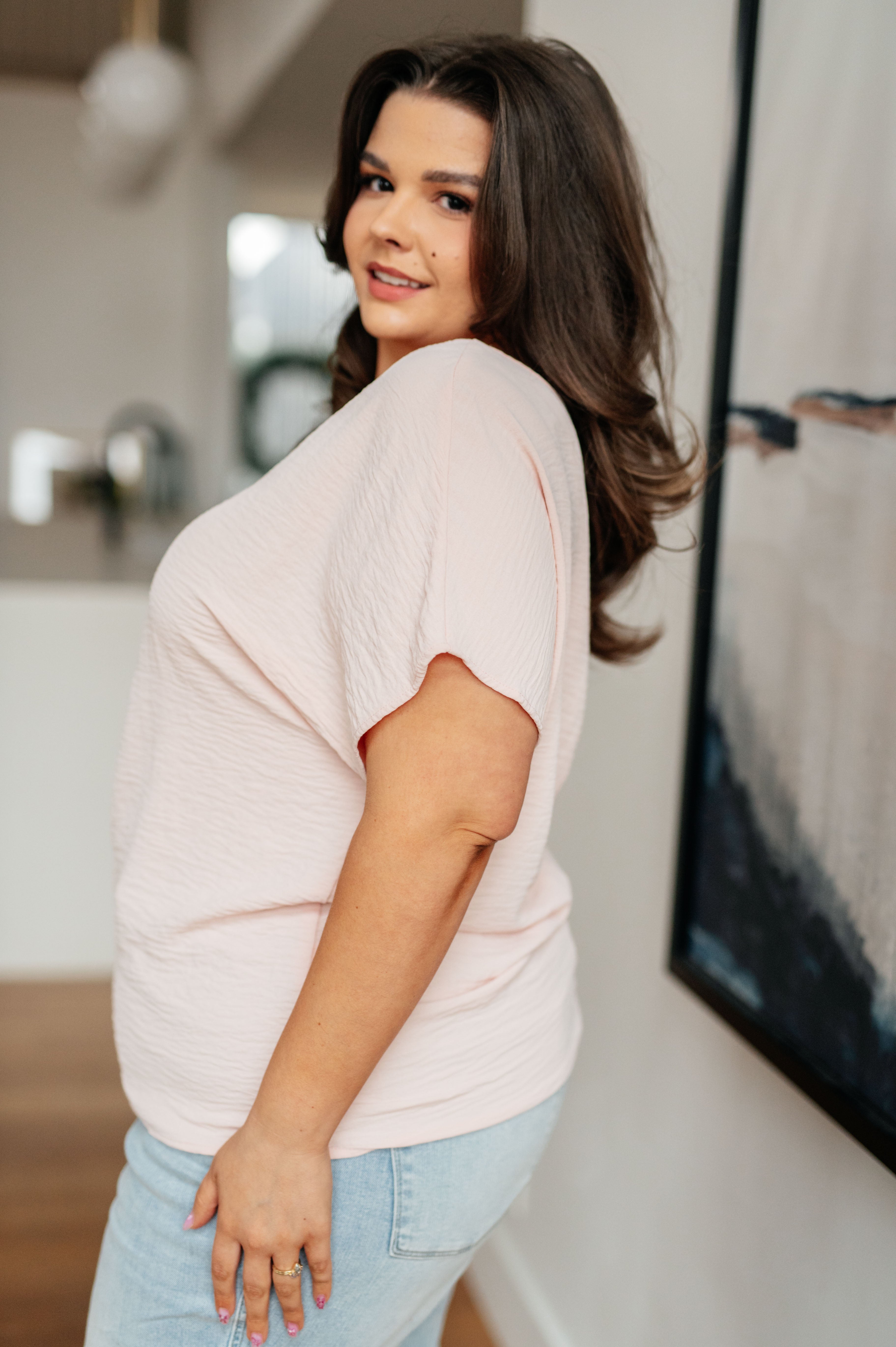 Blush V Neck Top for Women - Soft & Comfortable FAQ T-Shirt - Perfect for Casual Wear, Work & Everyday Outfits