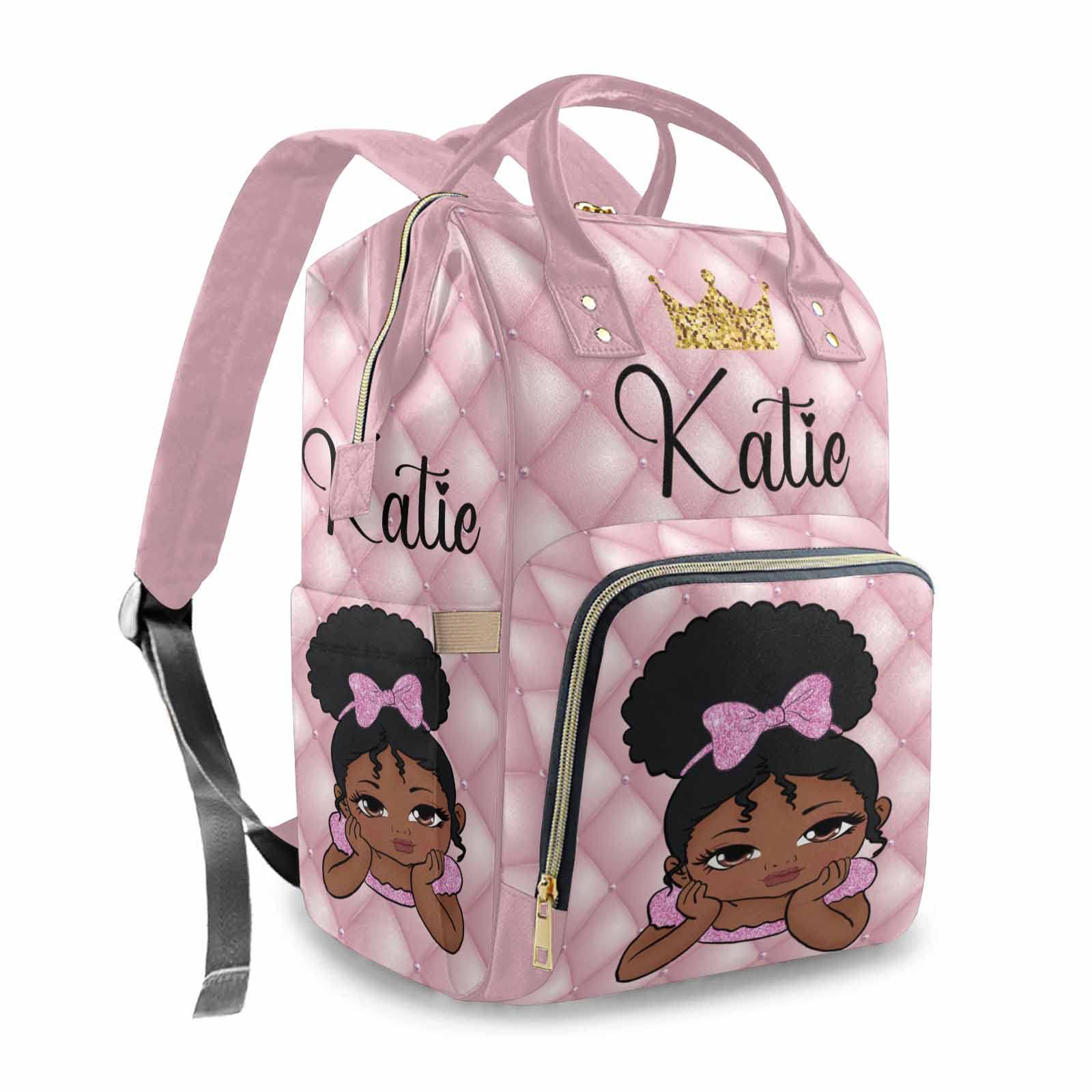 **Personalized Diaper Backpack for Baby Boys & Girls - Custom Name Crown Princess Pink Large Waterproof Baby Shower Gift, Nursing Organizer & Travel Daypack for Moms - Perfect for Daycare, Outings & Family Trips**