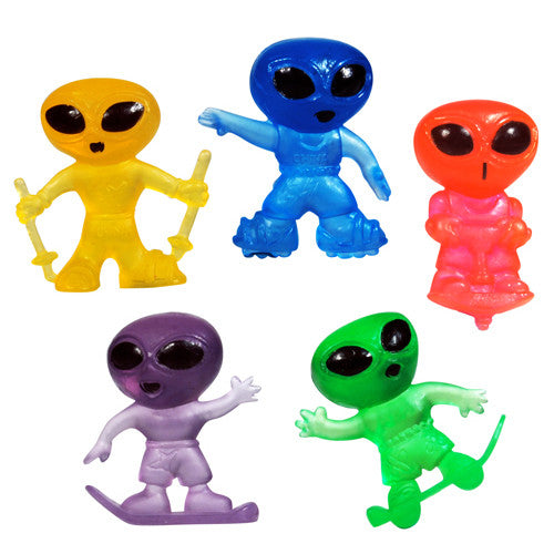 Bulk Neon Mini Aliens Figurines Series #5 - 100pcs Colorful Collectible Toy Figures for Kids, Party Favors, Classroom Rewards & Space-Themed Decorations