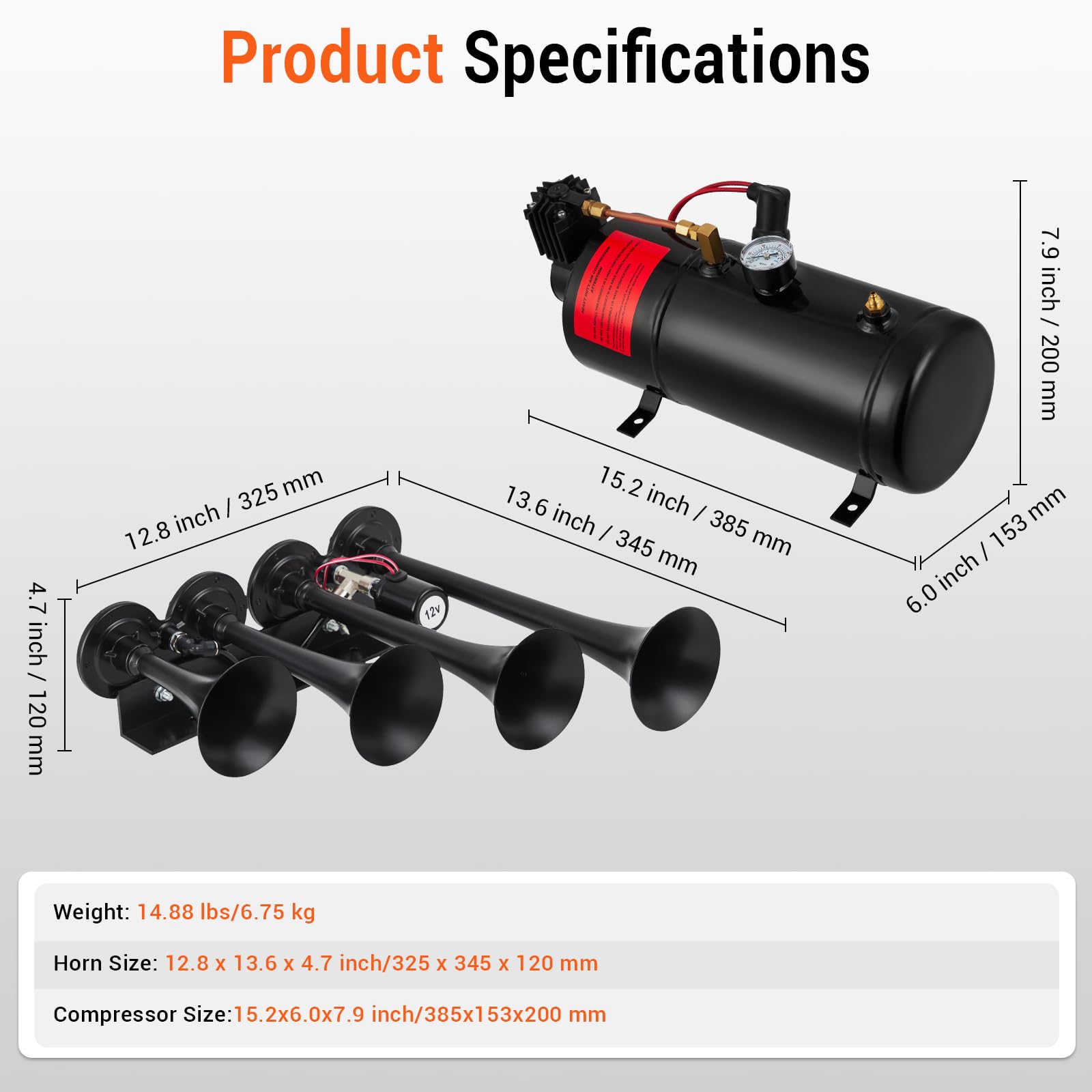 GARVEE 4 Trumpets Train Horns Kit - 150DB Loud Truck Air Horn with 0.8 Gallon Tank & 150PSI Compressor - 12V Train Horn for Pickup Trucks, Cars, Motorcycles, RVs, SUVs, Vans, Boats - Perfect for Emergency Alerts, Off-Road Adventures & Vehicle Customization