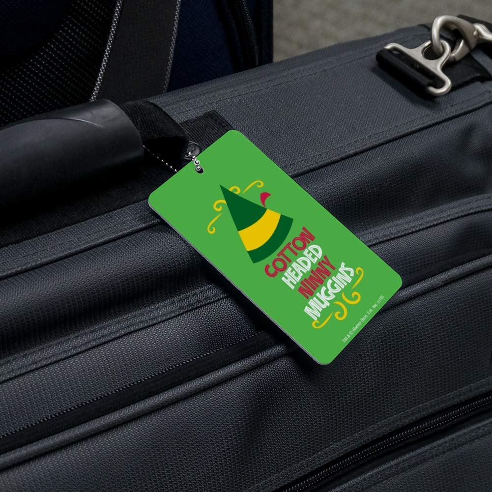 Elf Cotton Headed Ninny Muggins Luggage Tag - Durable Suitcase ID Card for Carry-On Bags - Perfect for Christmas Travel & Holiday Gift Giving