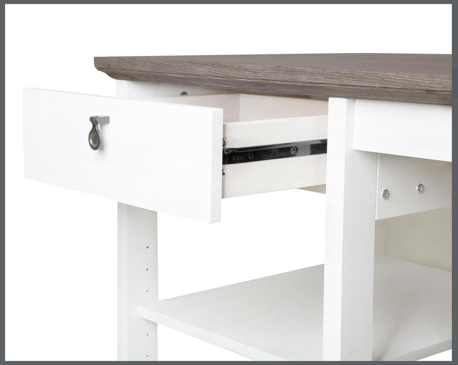 Saint Birch Finley 47-inch White Writing Desk with Storage and Shelves - Modern Home Office Desk for Work, Study, and Small Spaces