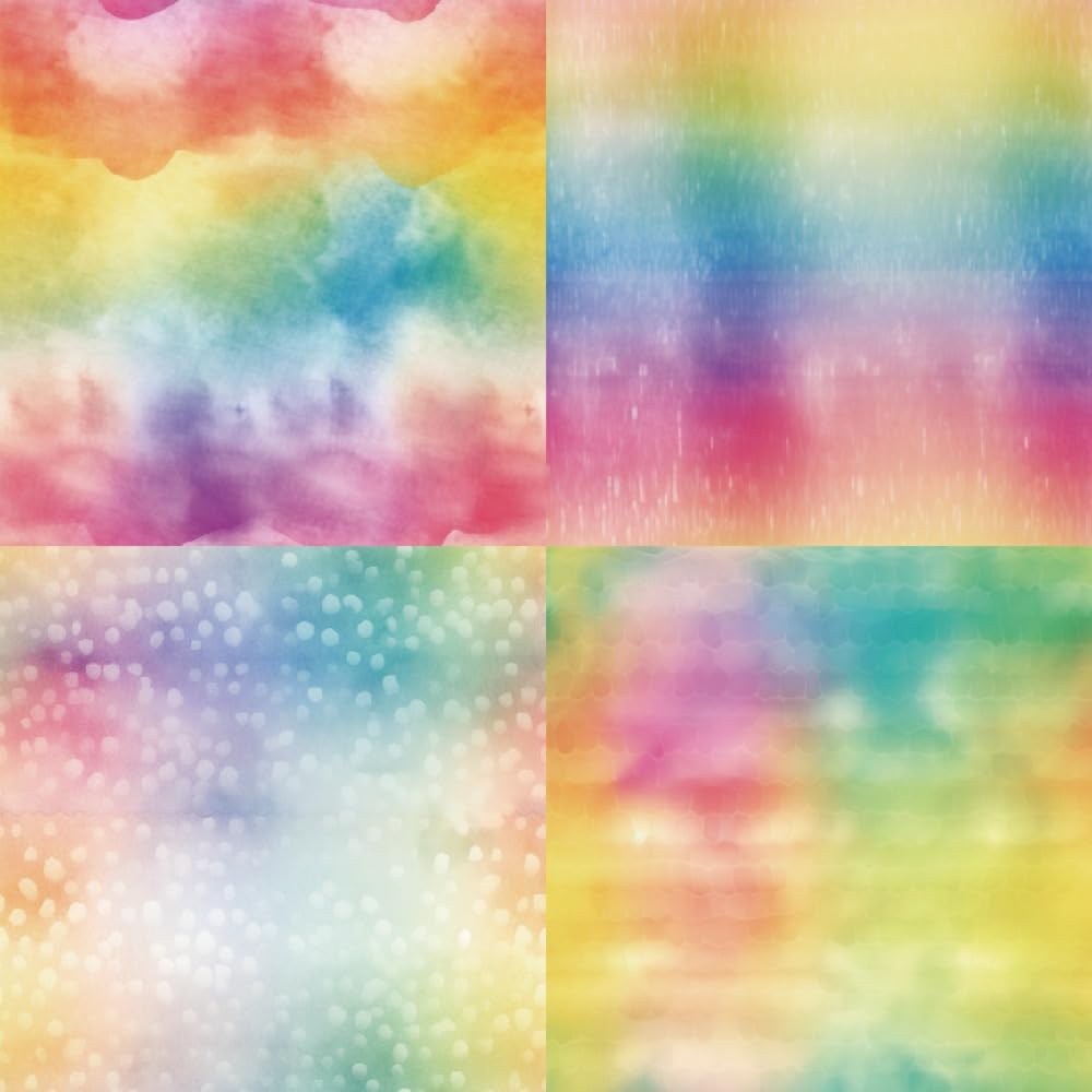 LZBRDY 24 Sheet 6x6 Decorative Craft Paper Pad - Rainbow Dots & Waves Paint Patterns, 160GSM Junk Journal Scrapbook Paper, Single-Sided for Card Making, DIY Albums, Bullet Journaling & Gift Wrapping