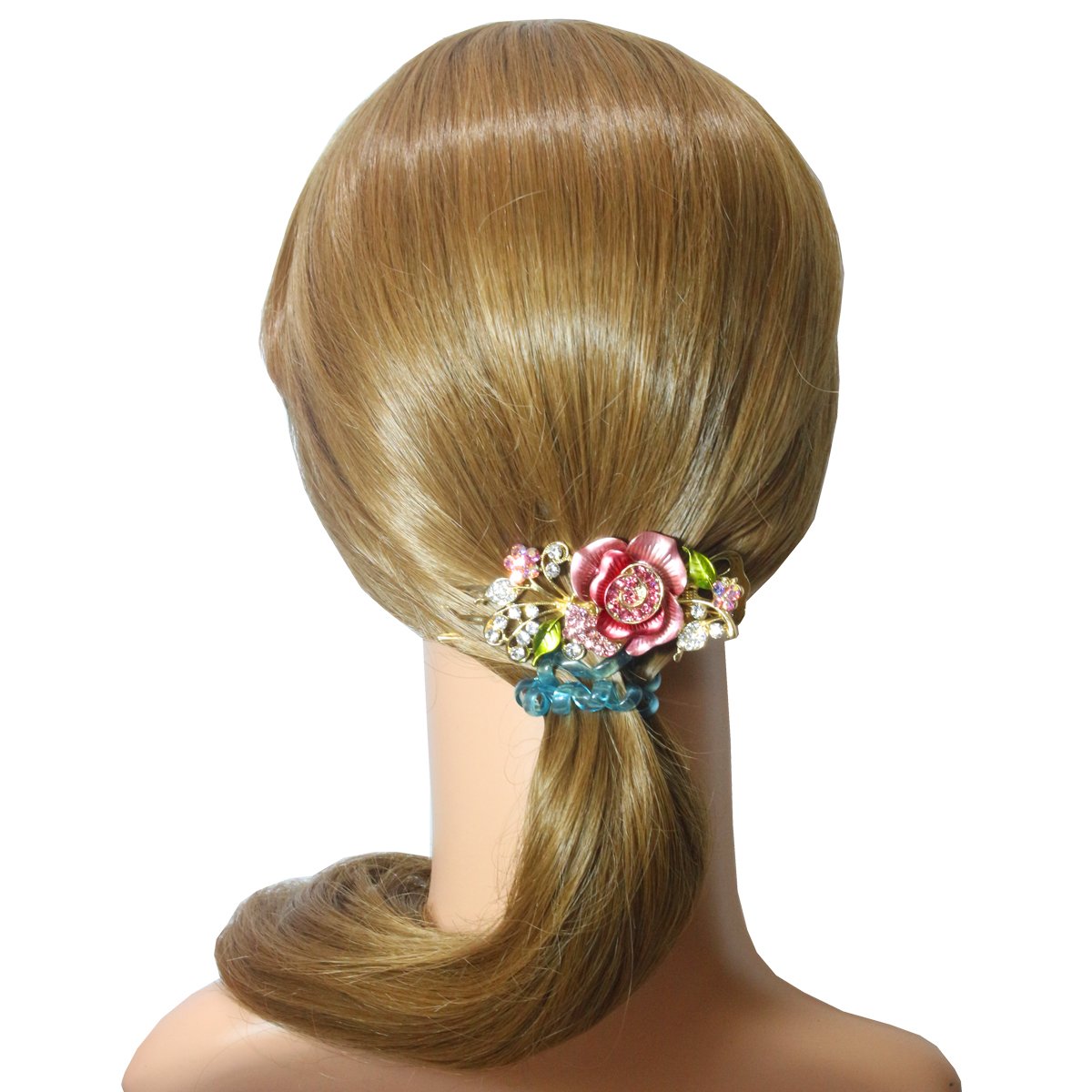 Stylish Set of 2 Non-Slip Metal Alloy Hair Clips for Women & Girls - Strong Hair Barrettes for Thick Hair (Blue & Pink) | Perfect for School, Work & Special Occasions