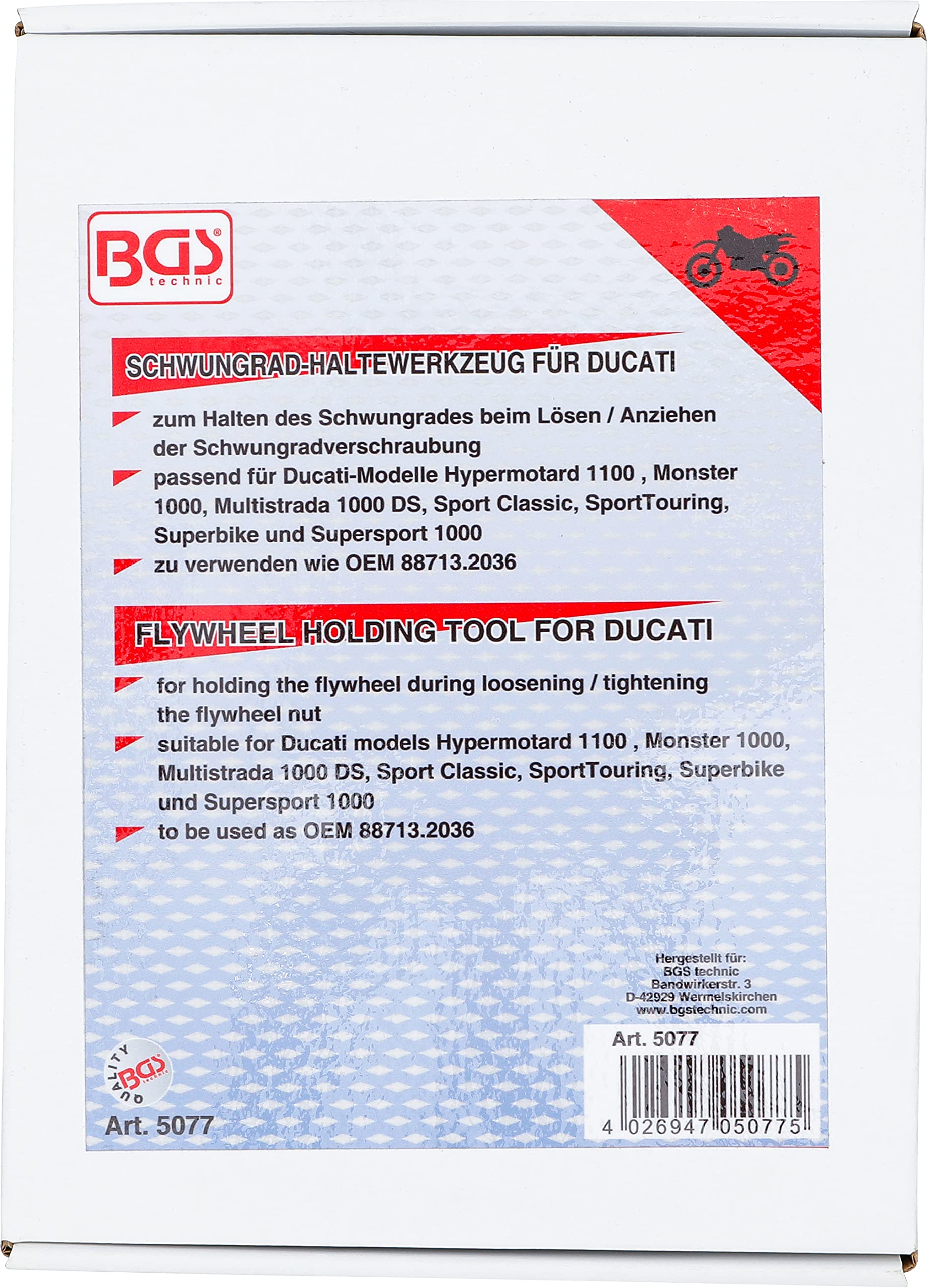 BGS 5077 Flywheel Locking Tool for Ducati Motorcycles - Perfect for Engine Maintenance & Repair | Compatible with Ducati Models