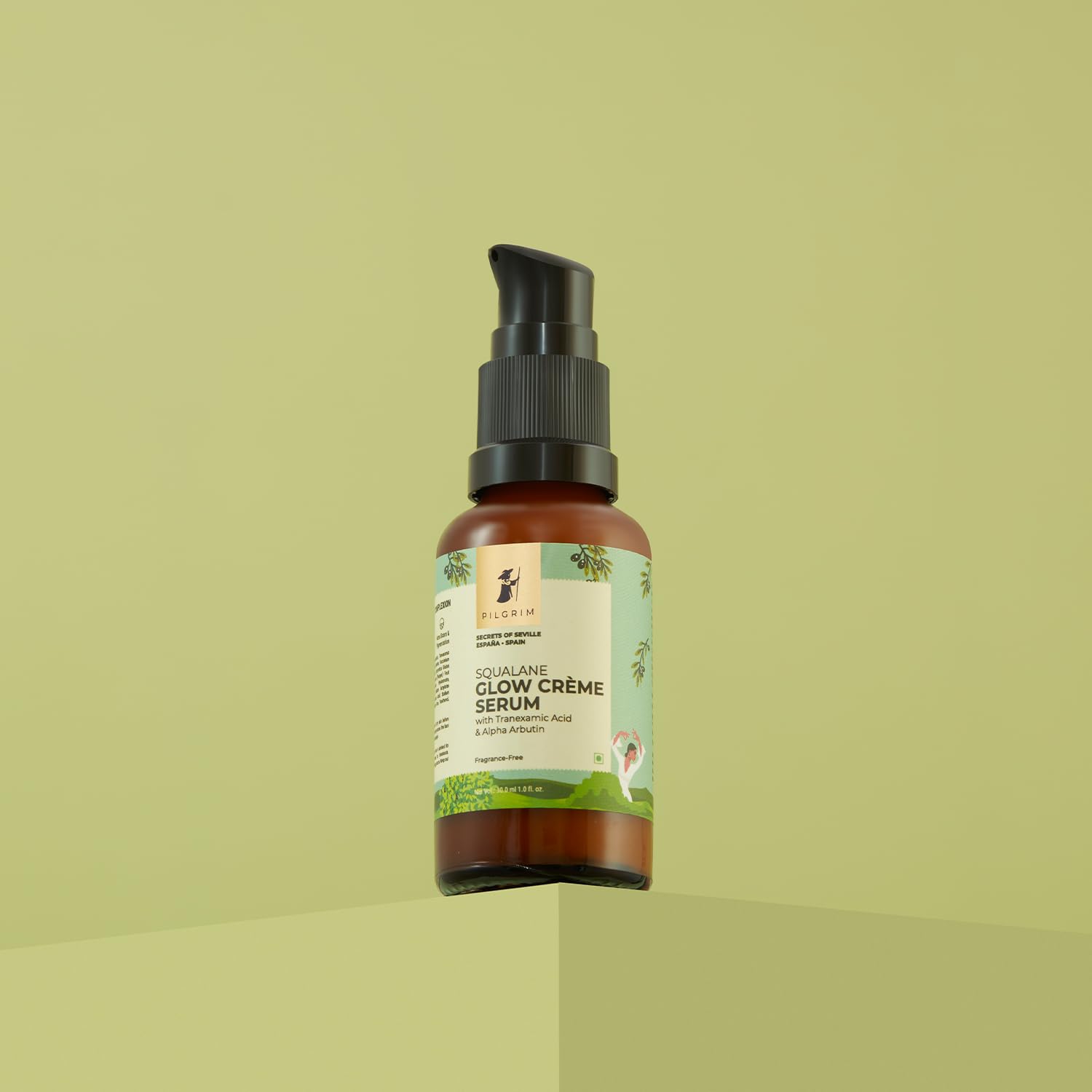 **Pilgrim Squalane Glow Crème Serum – 3% Tranexamic Acid, 1% Alpha Arbutin, 4% Niacinamide – Fades Acne Scars & Brightens Skin – 1.01 Fl Oz (30ml) – Perfect for Nighttime Skincare & Hyperpigmentation Treatment**