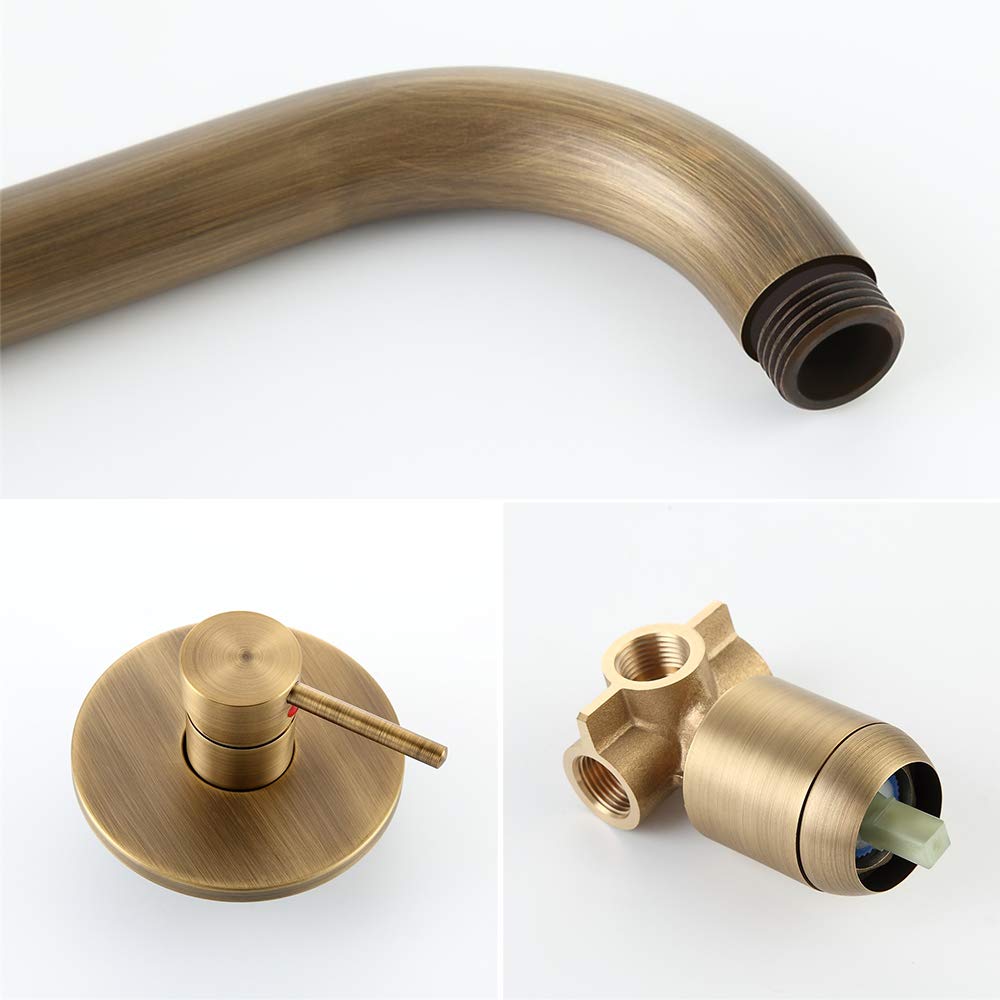 Antique Brass Rain Shower Head Set - 8 Inch Wall Mounted Waterfall Shower System with Concealed Valve & Trims for Luxurious Bathroom Upgrade | Perfect for Spa-Like Experience & Modern Home Decor