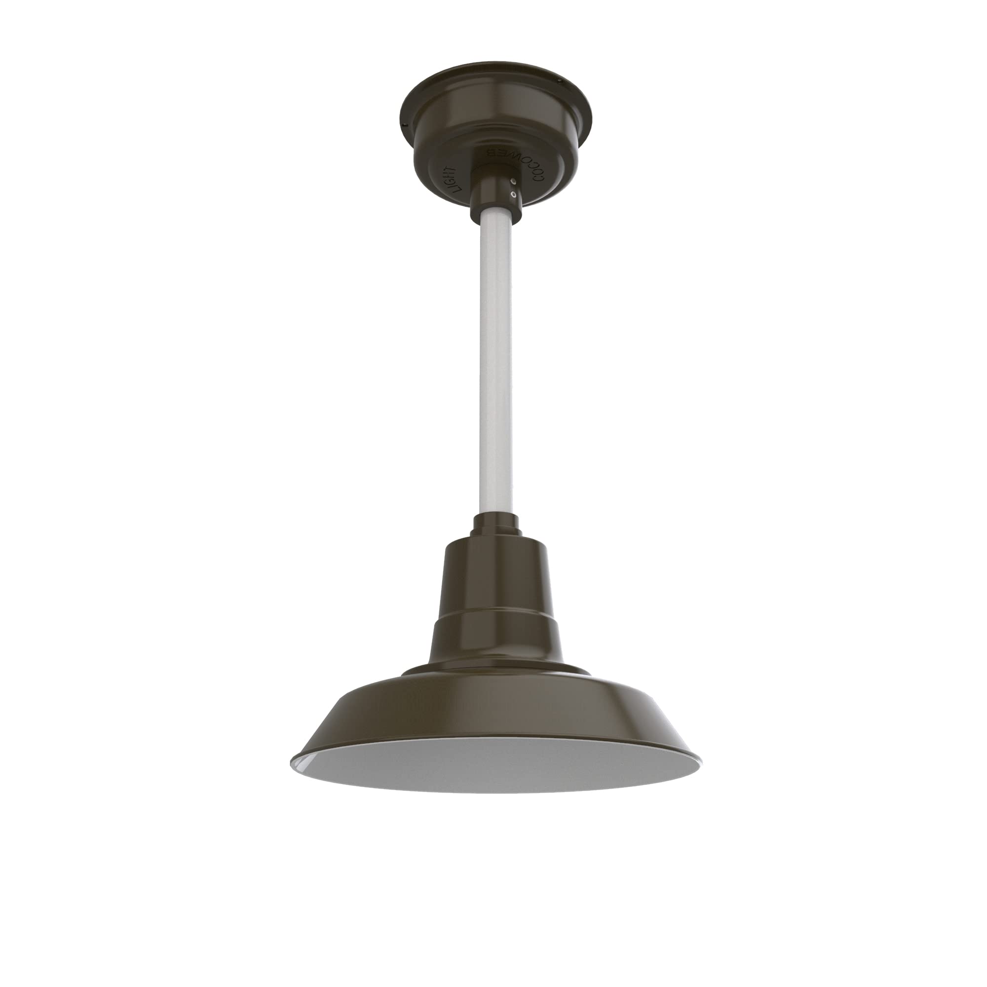 **Cocoweb 12 Inch Vintage LED Barn Light Fixture - Mahogany Bronze Finish with White Down Rod - Perfect for Farmhouse, Kitchen, or Porch Lighting**