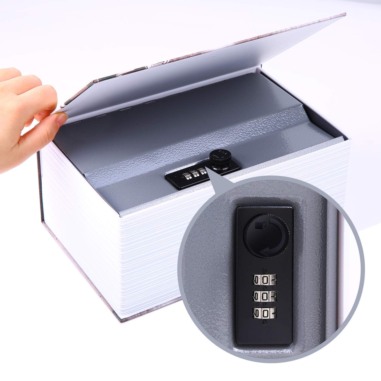 Ohuhu Extra Large Combination Lock Book Safe - Portable Metal Stash Box with Hidden Storage, Diversion Dictionary Design for Home, Office & Travel Security | Perfect for Valuables, Cash, Jewelry & Documents