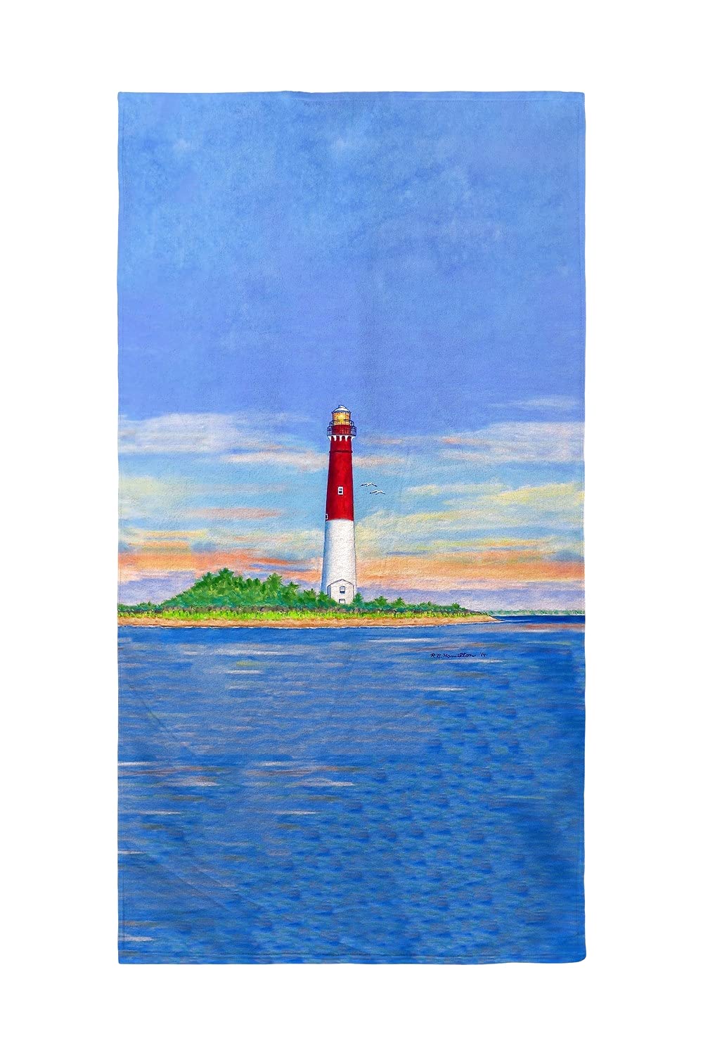 Betsy Drake Barnegat Lighthouse Beach Towel - Large, Soft & Absorbent Quick-Dry Towel for Pool, Beach, Gym & Travel - Perfect for Summer Vacations & Outdoor Activities