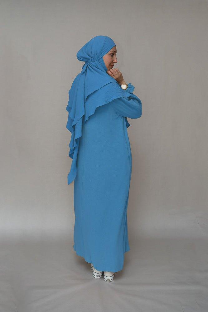 Light Blue Modest Maxi Dress with Pockets - Wrinkle-Free Flowy Long Dress for Women | Perfect for Church, Beach & Summer Outfits