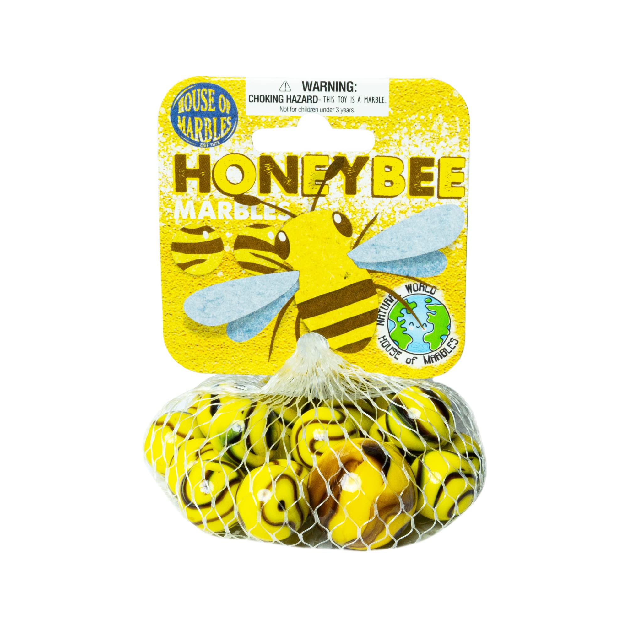 House of Marbles Honeybee Net Bag - 100 Colorful Glass Marbles for Kids Games, DIY Crafts & Sensory Play | Perfect for Marble Runs, Counting Activities & Home Decor