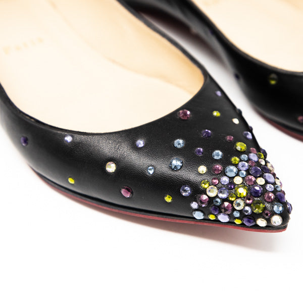 Christian Louboutin Black Degrastrass Flats Women's Size 36.5 | Luxury Designer Ballet Flats for Women | Perfect for Office, Parties & Special Occasions