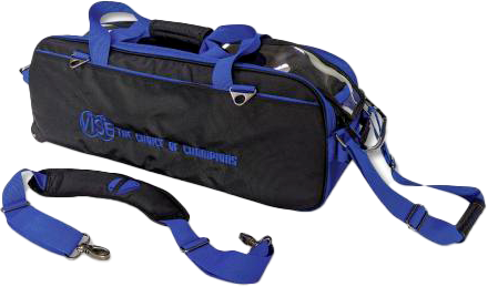 3 Ball Bowling Tote Bag with Clear Top - Black/Blue - Durable Bowling Accessory for League Play & Practice Sessions